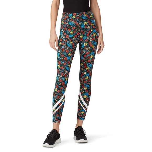 Tory Burch Sport Floral Printed Chevron 7/8 Leggings - Picture 1 of 9